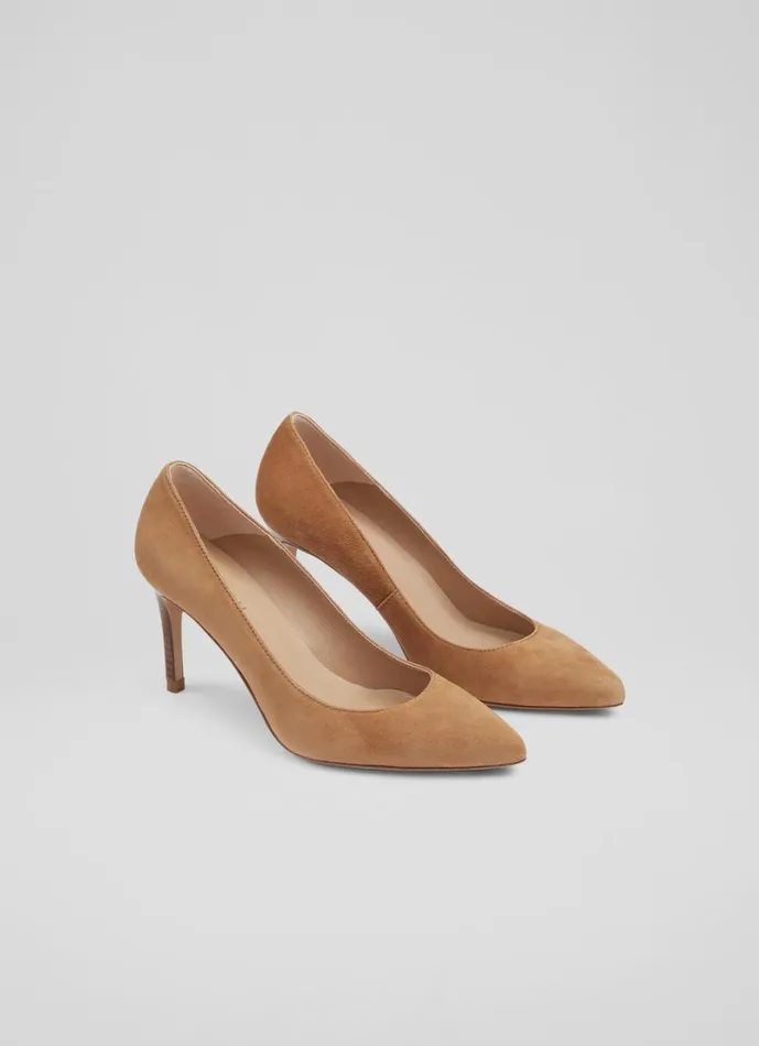 LKBennett Court Shoes Women Floret Nutmeg Suede Pointed Toe Courts