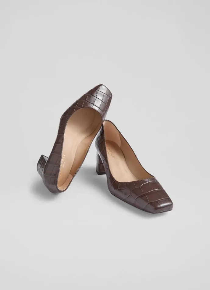 LKBennett Court Shoes Women Sally Chocolate Square Toe Courts LKBennett Court Shoes Women Sally Chocolate Square Toe Courts