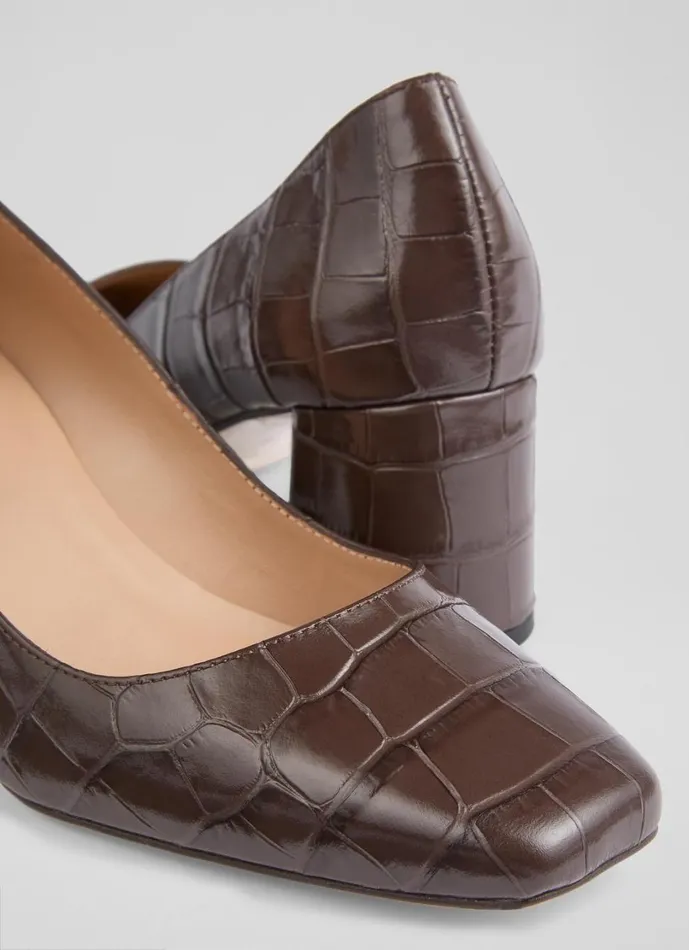 LKBennett Court Shoes Women Sally Chocolate Square Toe Courts LKBennett Court Shoes Women Sally Chocolate Square Toe Courts