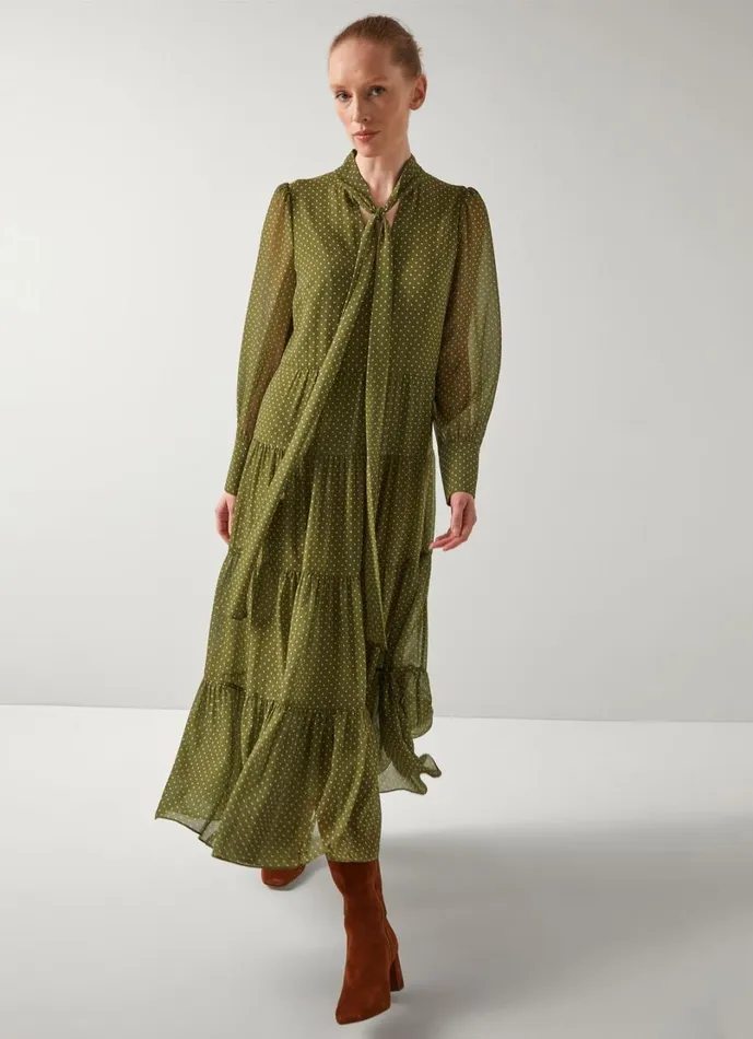 LKBennett Dresses Women Polly Olive and Birch Polka Dot Dress
