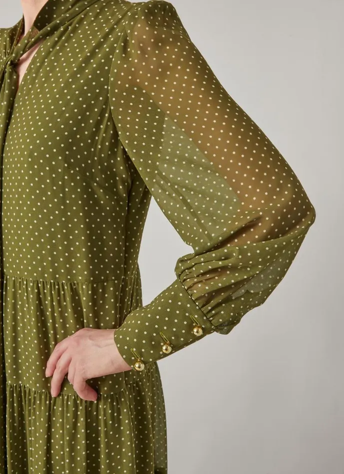 LKBennett Dresses Women Polly Olive and Birch Polka Dot Dress LKBennett Dresses Women Polly Olive and Birch Polka Dot Dress