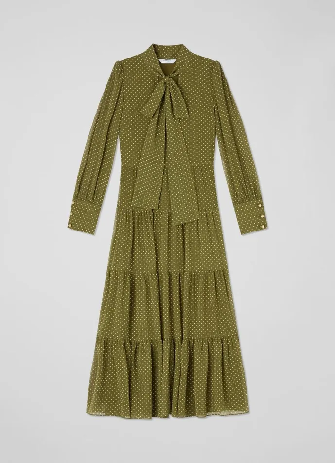 LKBennett Dresses Women Polly Olive and Birch Polka Dot Dress LKBennett Dresses Women Polly Olive and Birch Polka Dot Dress