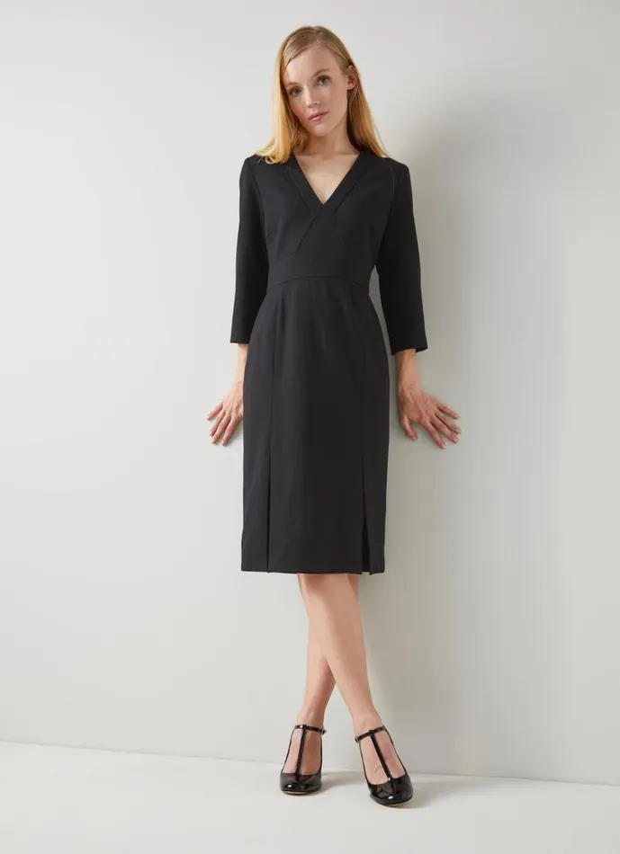 LKBennett Dresses Women Sky Black Crepe Dress With LENZING ECOVERO Viscose