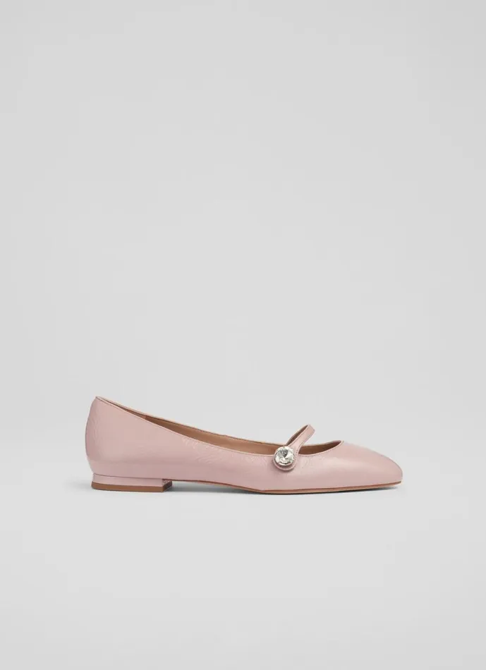 LKBennett Flats Women Demi Carnation Crystal Button Flats LKBennett Flats Women Demi Carnation Crystal Button Flats