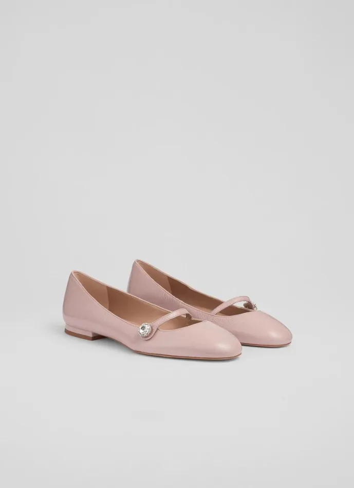 LKBennett Flats Women Demi Carnation Crystal Button Flats LKBennett Flats Women Demi Carnation Crystal Button Flats