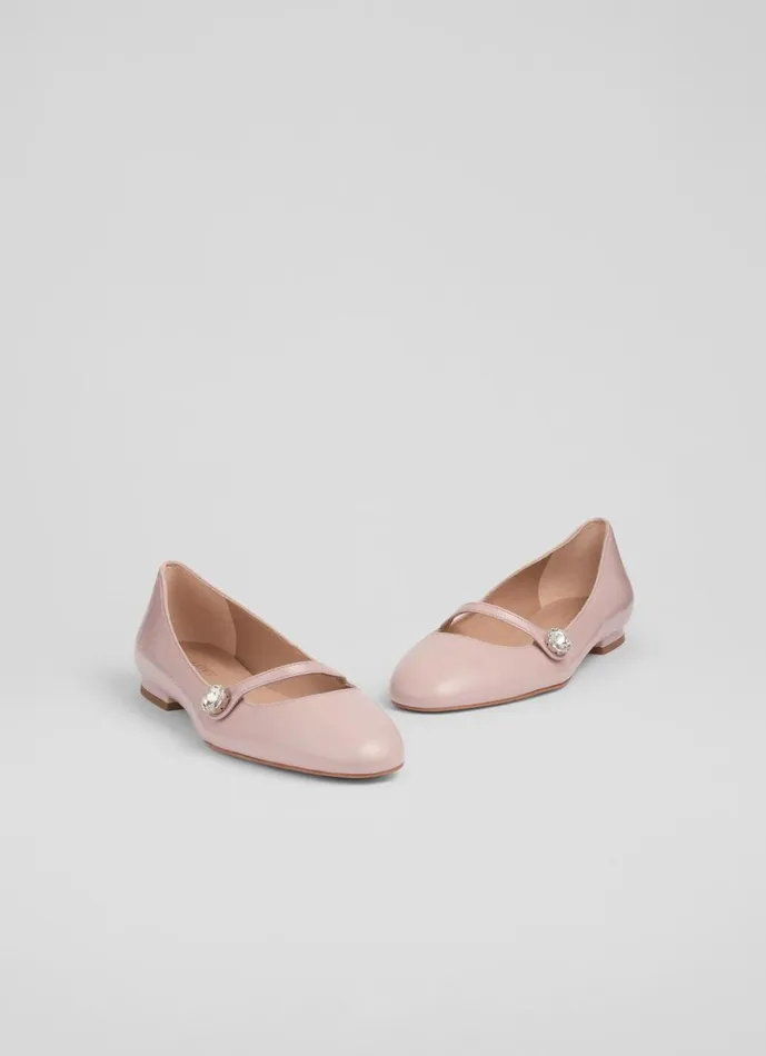 LKBennett Flats Women Demi Carnation Crystal Button Flats LKBennett Flats Women Demi Carnation Crystal Button Flats