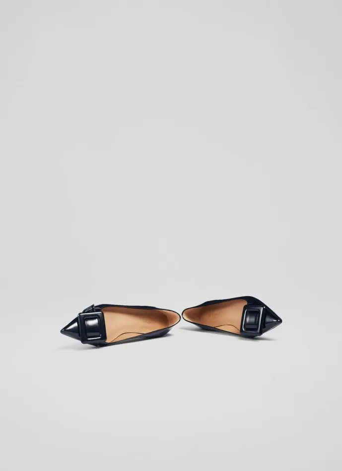 LKBennett Flats Women Devon Blue Patent Leather BuckleDetail Flats LKBennett Flats Women Devon Blue Patent Leather BuckleDetail Flats
