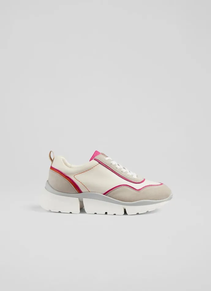 LKBennett Flats Women LKB Step Cream Leather And Grey Suede Trainers