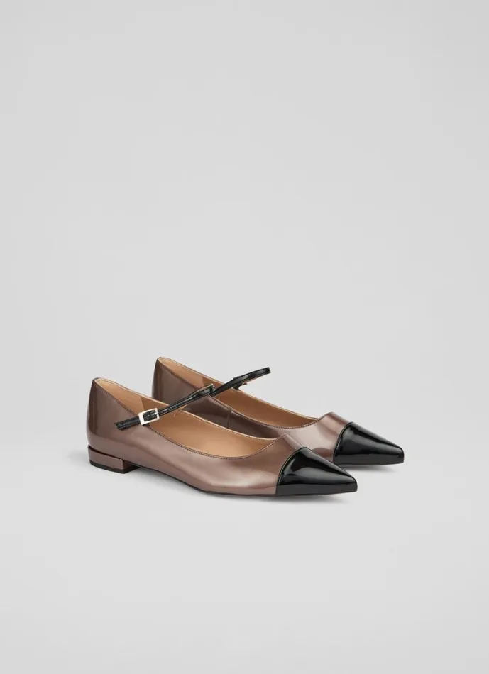 LKBennett Flats Women Monty Taupe Toe Cap Flat LKBennett Flats Women Monty Taupe Toe Cap Flat