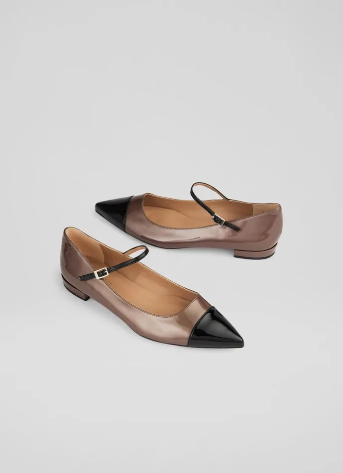 LKBennett Flats Women Monty Taupe Toe Cap Flat LKBennett Flats Women Monty Taupe Toe Cap Flat