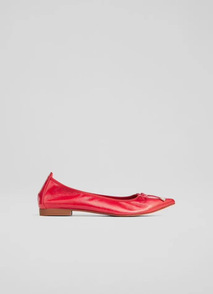 LKBennett Flats Women Tilly Red Leather Pointed Ballerina Flats