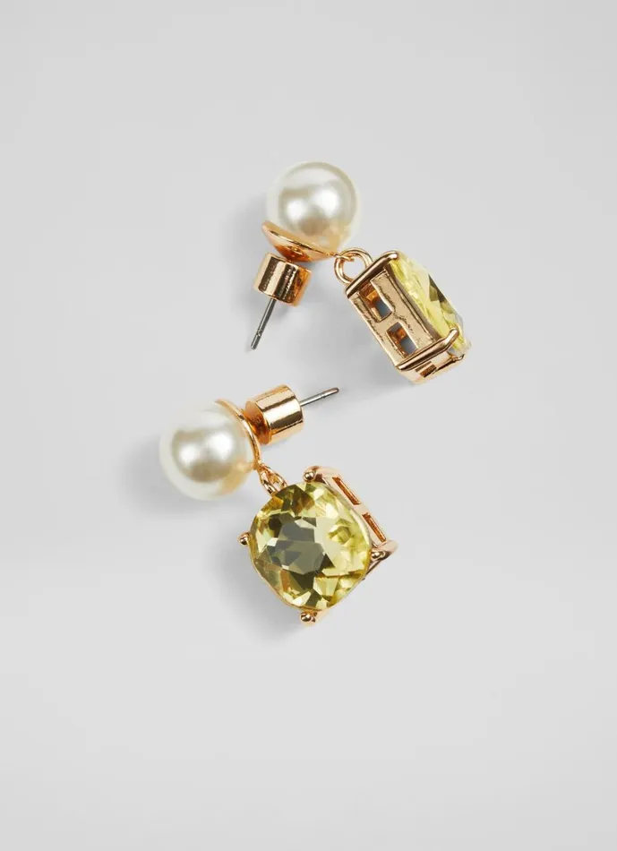 LKBennett Jewellery Women Loella Citrine Pearl Crystal Stud LKBennett Jewellery Women Loella Citrine Pearl Crystal Stud