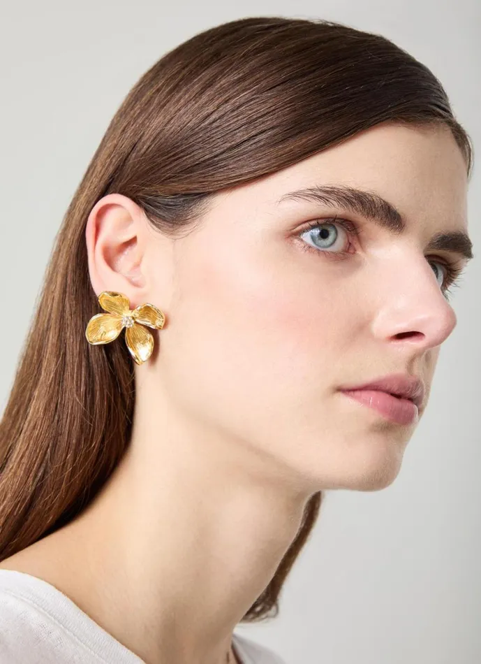 LKBennett Jewellery Women Posie Flower Statement In Gold Earrings LKBennett Jewellery Women Posie Flower Statement In Gold Earrings