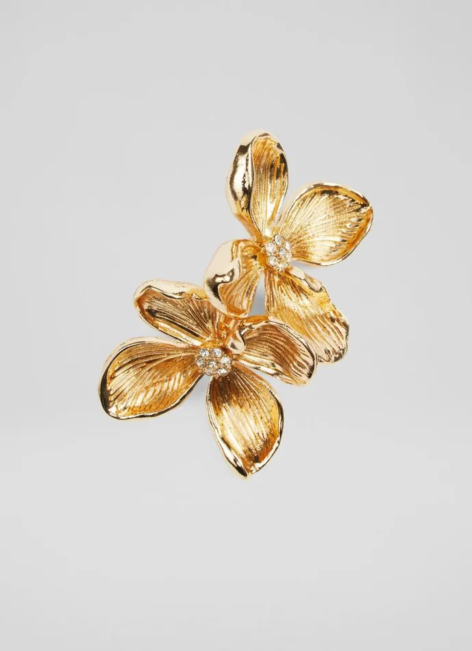 LKBennett Jewellery Women Posie Flower Statement In Gold Earrings LKBennett Jewellery Women Posie Flower Statement In Gold Earrings