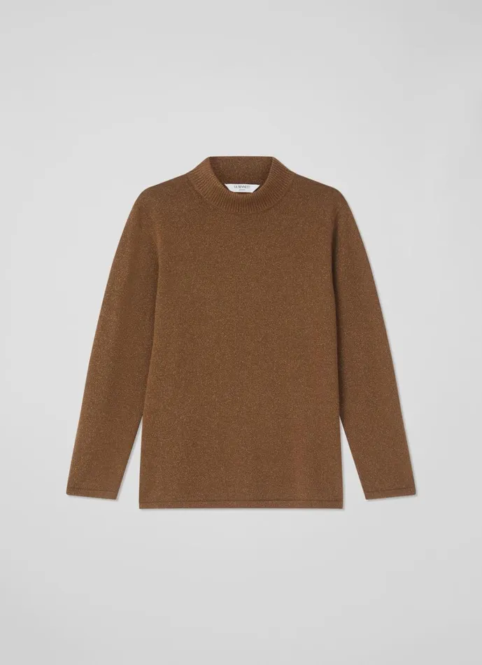 LKBennett Knitwear Women Sadie Olive Turtle Neck Metallic Knit Top LKBennett Knitwear Women Sadie Olive Turtle Neck Metallic Knit Top