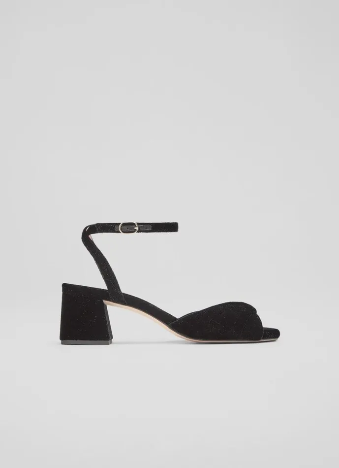 LKBennett Sandals Women Joelle Black Twist Upper Block Heel