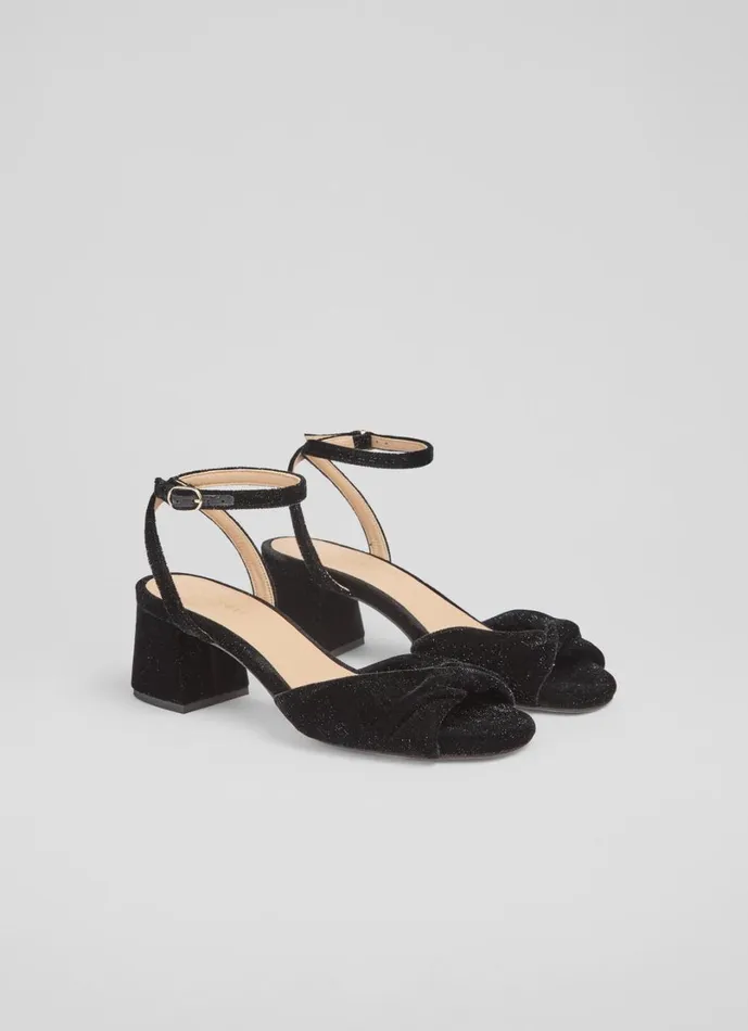 LKBennett Sandals Women Joelle Black Twist Upper Block Heel