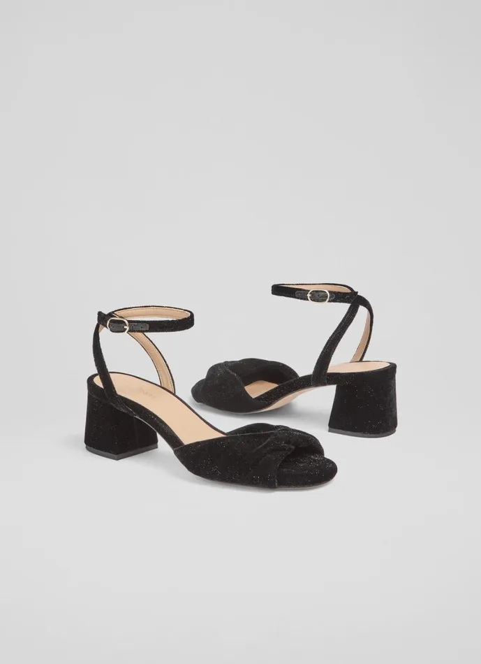 LKBennett Sandals Women Joelle Black Twist Upper Block Heel