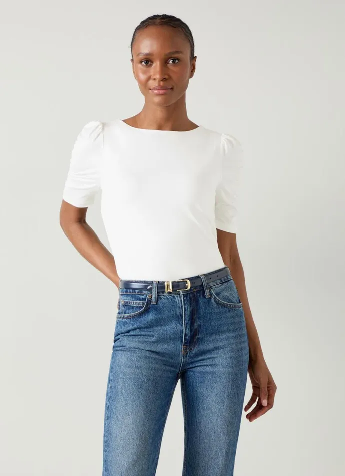 LKBennett Tops Women Diana LENZING ECOVERO Viscose Rouched 34 Sleeve Knit