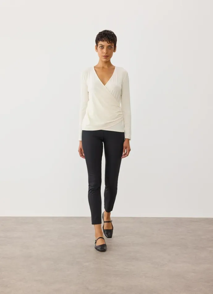LKBennett Tops Women Eames Ivory Jersey Wrap Top