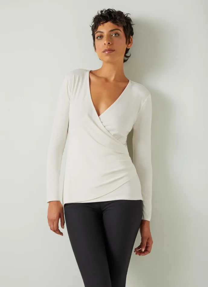 LKBennett Tops Women Eames Ivory Jersey Wrap Top