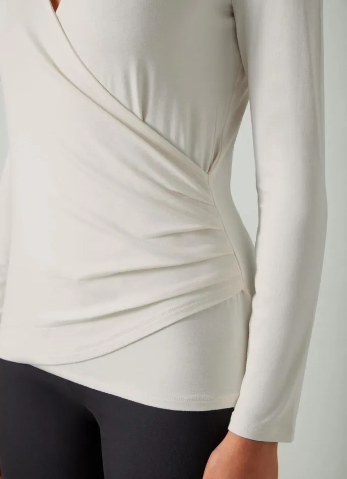 LKBennett Tops Women Eames Ivory Jersey Wrap Top