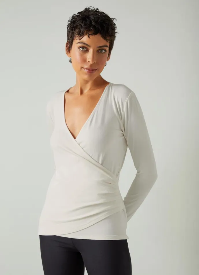LKBennett Tops Women Eames Ivory Jersey Wrap Top