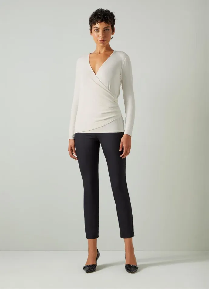 LKBennett Tops Women Eames Ivory Jersey Wrap Top