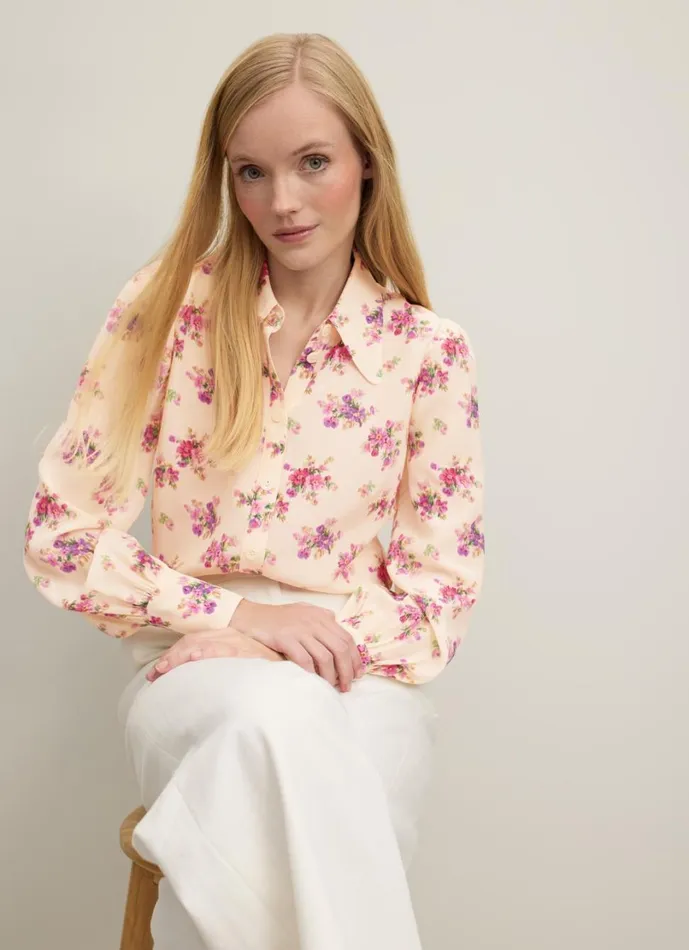 LKBennett Tops Women Sonya Bouquet Print Silk Blouse