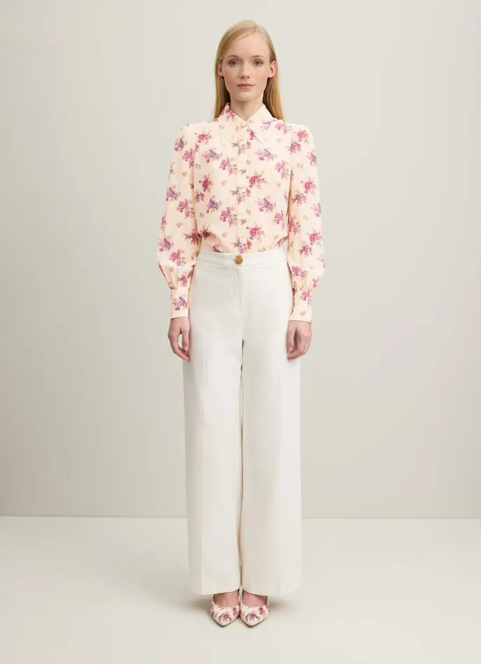 LKBennett Tops Women Sonya Bouquet Print Silk Blouse LKBennett Tops Women Sonya Bouquet Print Silk Blouse
