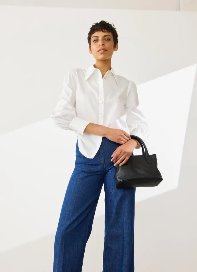 LKBennett Tops Women Sonya White Cotton Blouse LKBennett Tops Women Sonya White Cotton Blouse