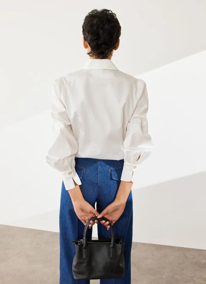 LKBennett Tops Women Sonya White Cotton Blouse LKBennett Tops Women Sonya White Cotton Blouse