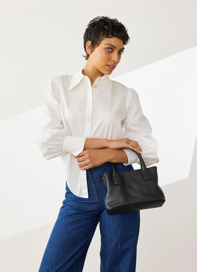 LKBennett Tops Women Sonya White Cotton Blouse LKBennett Tops Women Sonya White Cotton Blouse