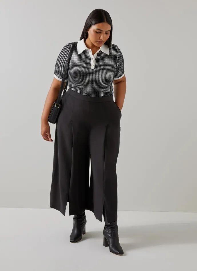 LKBennett Trousers Women Eva Black Wide Crop Pleat Trouser LKBennett Trousers Women Eva Black Wide Crop Pleat Trouser