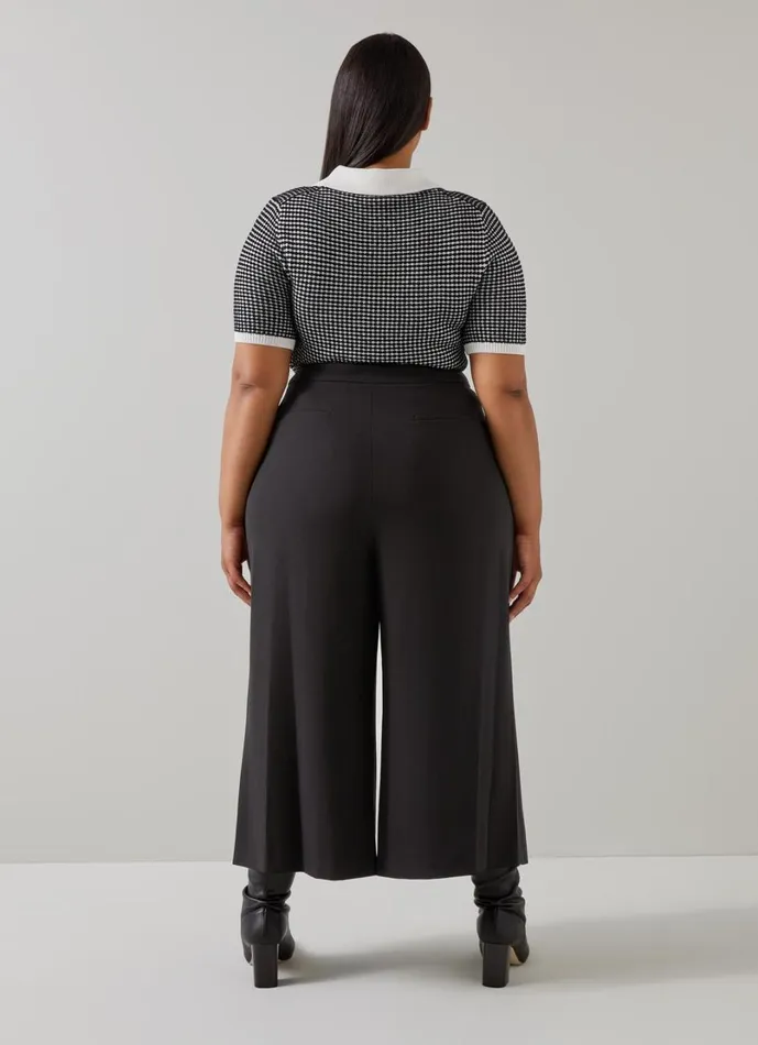LKBennett Trousers Women Eva Black Wide Crop Pleat Trouser LKBennett Trousers Women Eva Black Wide Crop Pleat Trouser