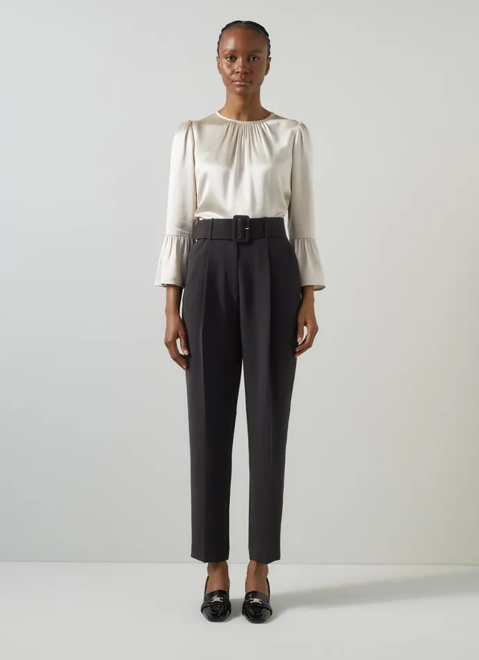 LKBennett Trousers Women Tabitha Black Belted Crepe Trouser LKBennett Trousers Women Tabitha Black Belted Crepe Trouser
