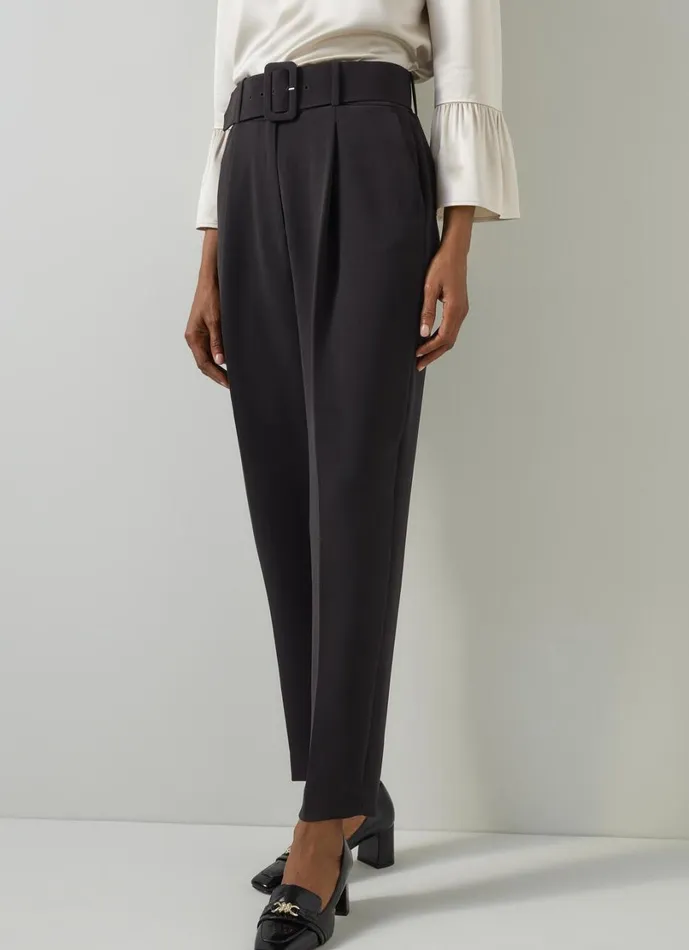 LKBennett Trousers Women Tabitha Black Belted Crepe Trouser LKBennett Trousers Women Tabitha Black Belted Crepe Trouser