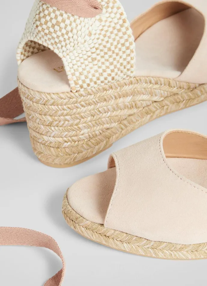 LKBennett Wedges Women Marianne Pink Suede Open Toe Espadrille Wedges LKBennett Wedges Women Marianne Pink Suede Open Toe Espadrille Wedges