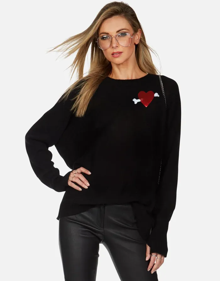 Ladona X Dripping Bone Hearts Black Women039s Lauren Moshi Sweaters and Knits