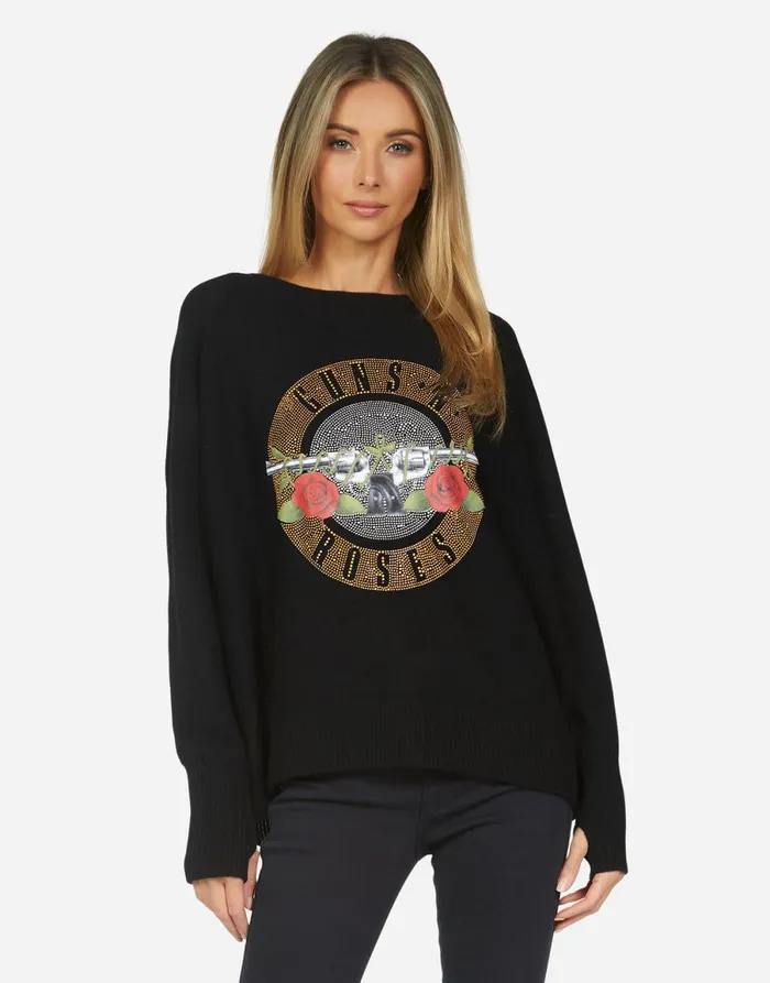 Ladona X Guns N039 Roses Black Women039s Lauren Moshi Sweaters and Knits