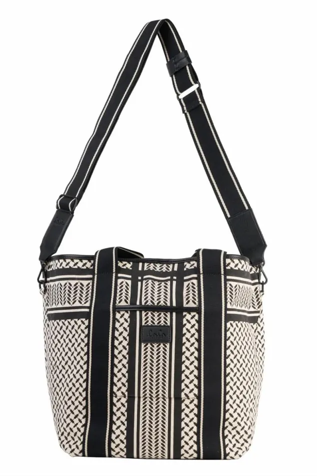 Lala Berlin Bags East West Tote Marin Canvas Heritage Stripe Black 8211 Women