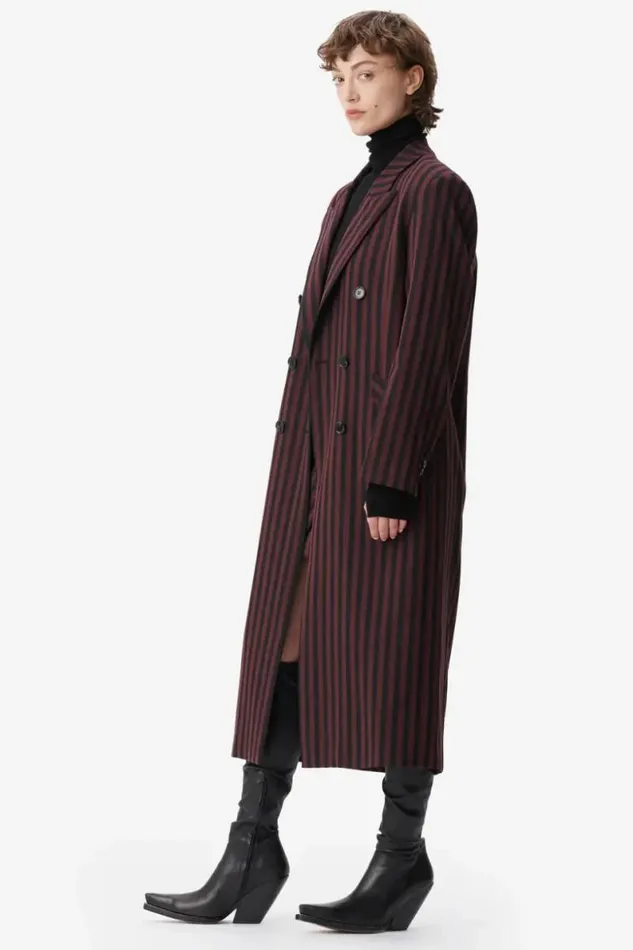 Lala Berlin Coats and Jackets Coat Odith Polyester Mix Stripe Fudge 8211 Women