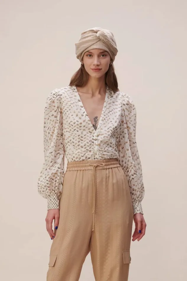 Lala Berlin Shirts and Blouses Blouse Babsi Cotton Sand Wave 8211 Women