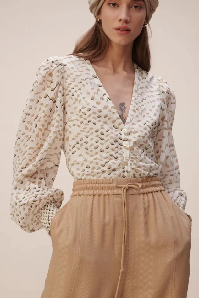 Lala Berlin Shirts and Blouses Blouse Babsi Cotton Sand Wave 8211 Women