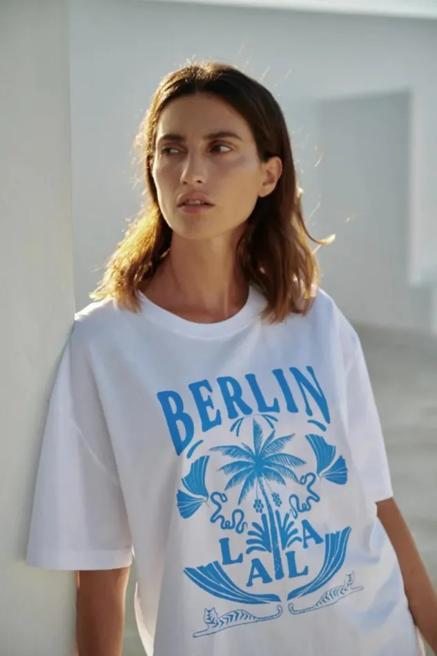 Lala Berlin Shirts and Blouses TShirt Celia Cotton Lala Palm White 8211 Women