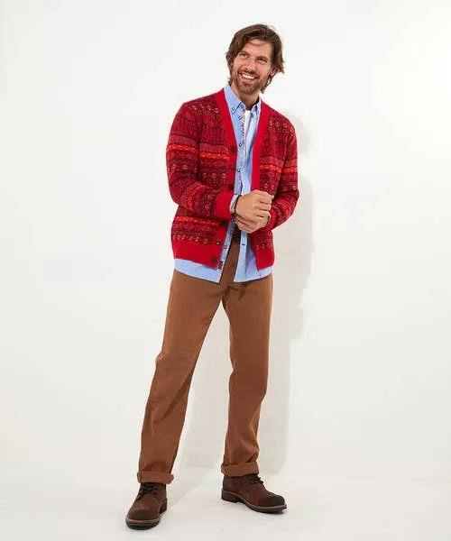 Layering Essentials Fairisle Knit Cardigan Red 8211 Joebrowns Apparel Layering Essentials Fairisle Knit Cardigan Red 8211 Joebrowns Apparel