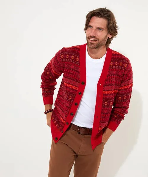 Layering Essentials Fairisle Knit Cardigan Red 8211 Joebrowns Apparel Layering Essentials Fairisle Knit Cardigan Red 8211 Joebrowns Apparel