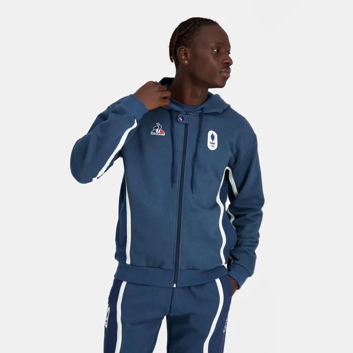 Le Coq Sportif France039s Olympic Team ZipUp Hoodie Insignia Blue Men Sweatshirts