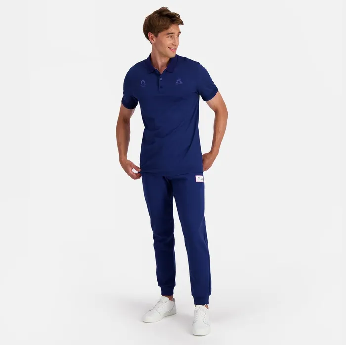 Le Coq Sportif Paris 2024 Polo Shirt Blue Depths Men Polos Shirts