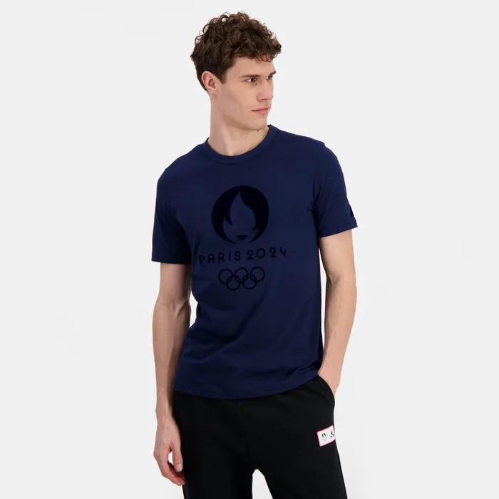 Le Coq Sportif Paris 2024 TShirt Bleu Nuit MenWomen Tshirts And Tops